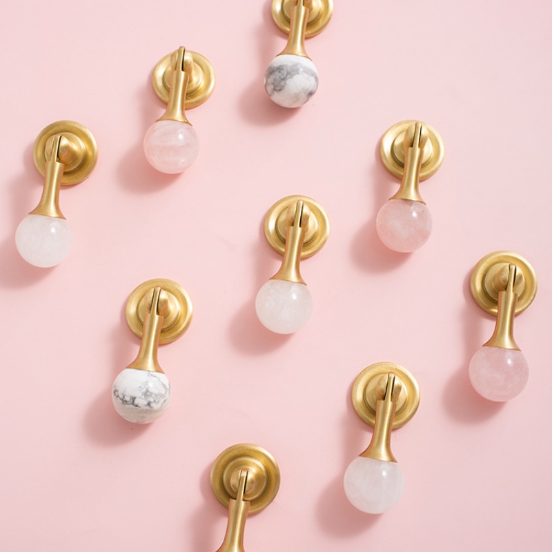 Furniture Hardware Drop Pulls - Boule de cristal blanche + poignées